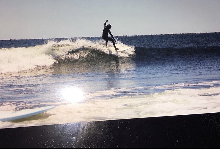 Patrick O’hara riding the waves at a competition in Narragansett, Rhode Island.

