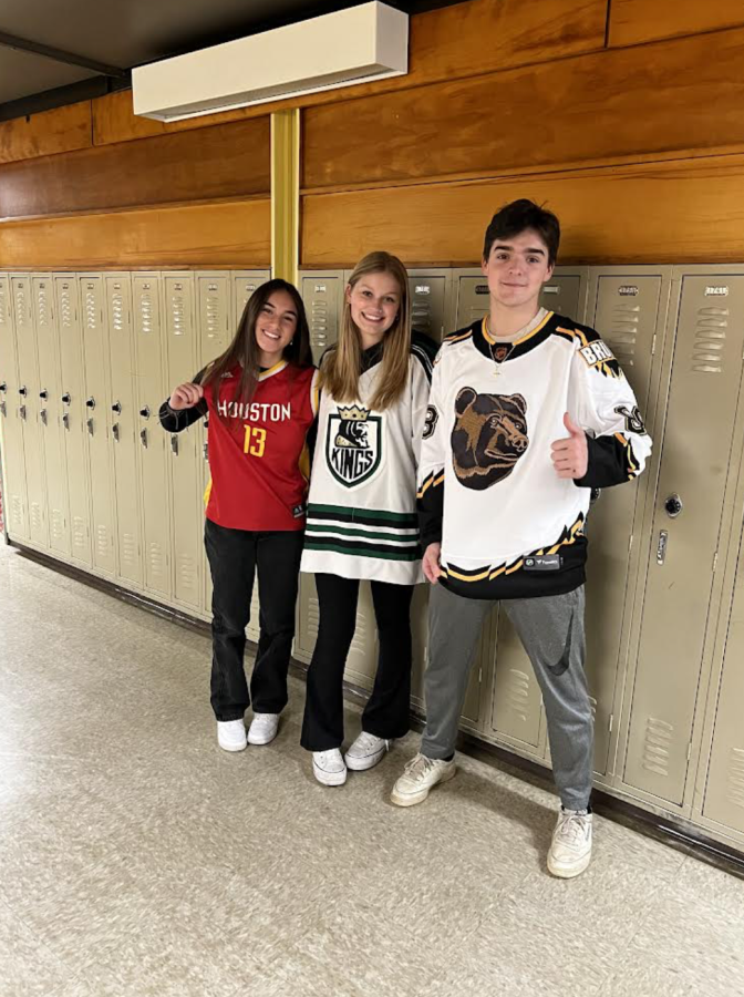Creative writing students sport their favorite jerseys on Winter Sports Day!