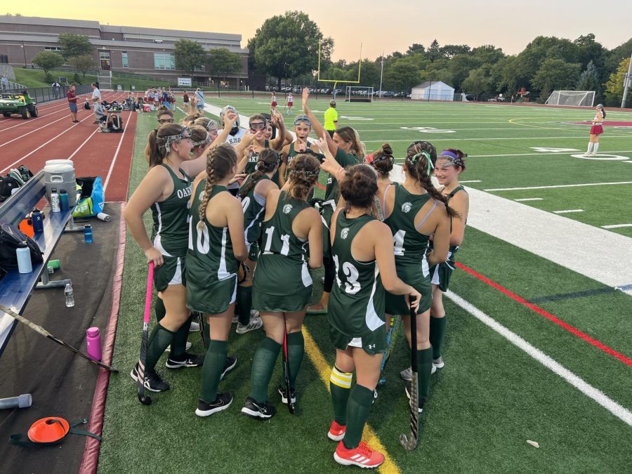 Team huddle before the field hockey game!