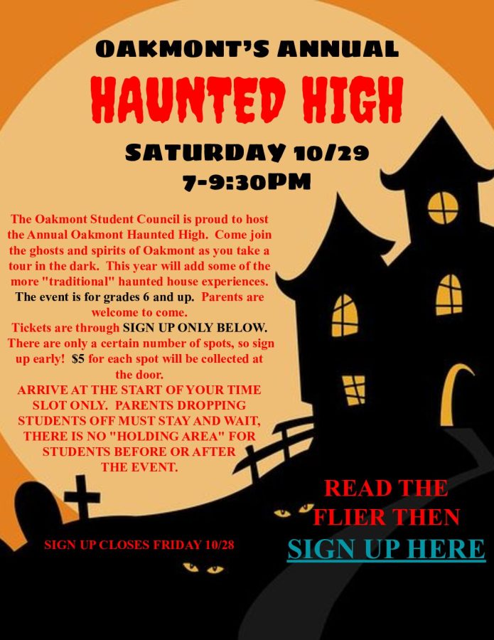 Come out to StuCos annual HAUNTED HIGH Saturday Night