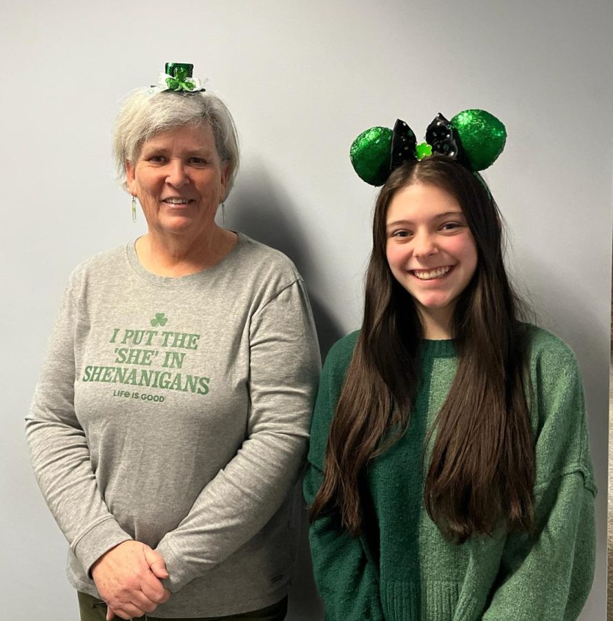 Ms.Mac and Ms.Feeley all dressed up on St. Paddys Day!!