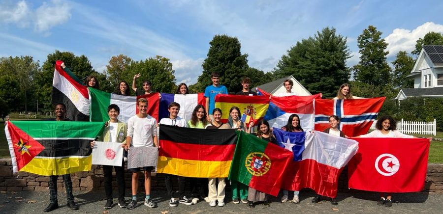 International Exchange Students gather with Max in Conn.