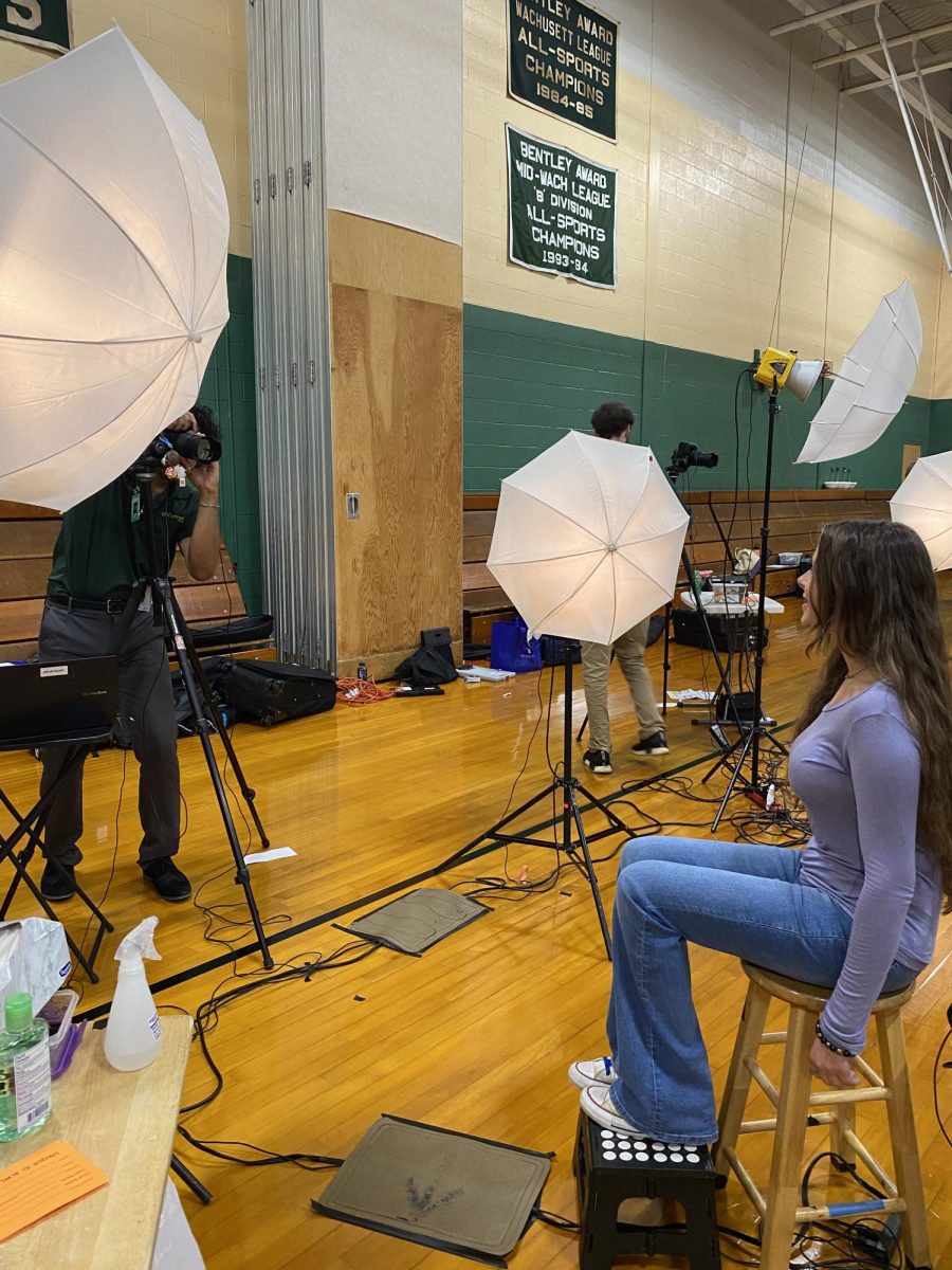 Sophomore, Allison Flannery getting her picture taken  on second day of school 