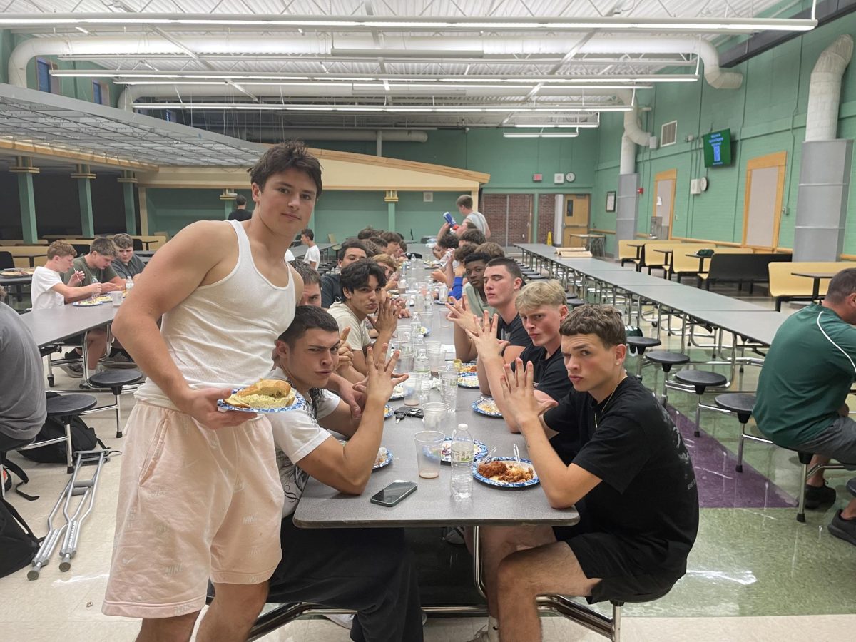 Boys eat first Spag Dinner