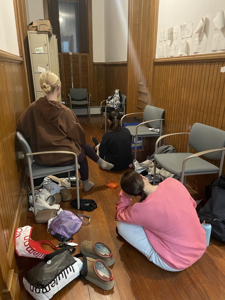 Dancers enjoying their snacks on break. 