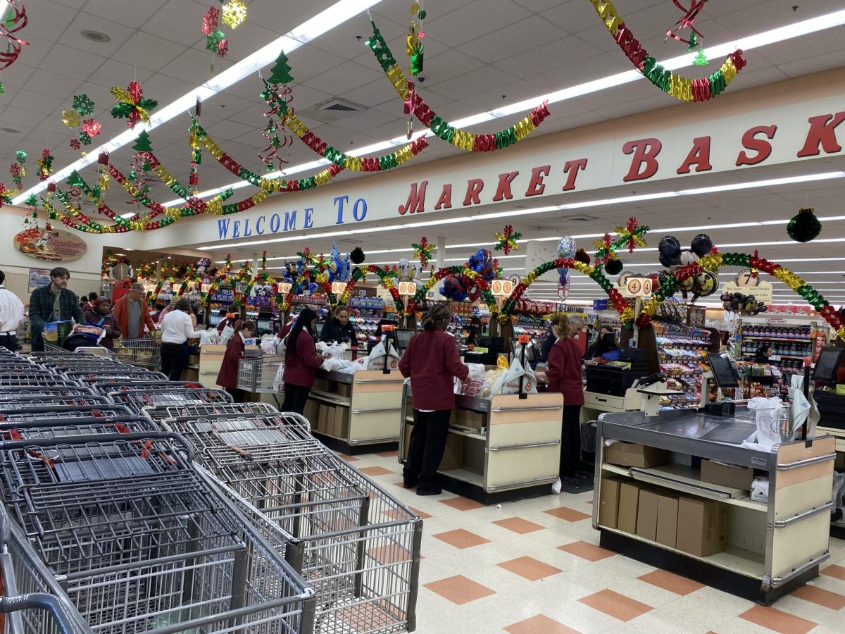 Teenagers working at Market basket.