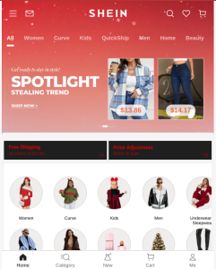 SHEIN"S current homepage.