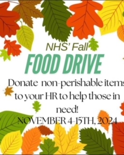 Bring in non perishables November 4-15th. Homeroom with the most items wins donuts!