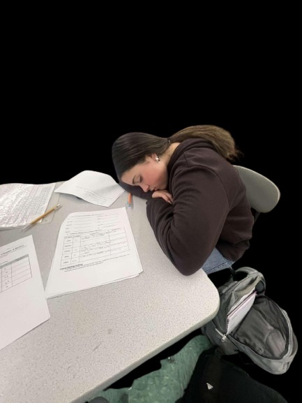 Student sleeping class: possibly due to school start time.