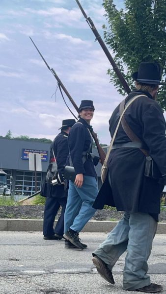 Some amateur re-enactor - Oakmont's Brenton Mattox -enjoying a recent re-enactment parade in Fitchburg MA wearing authentic Union attire. 