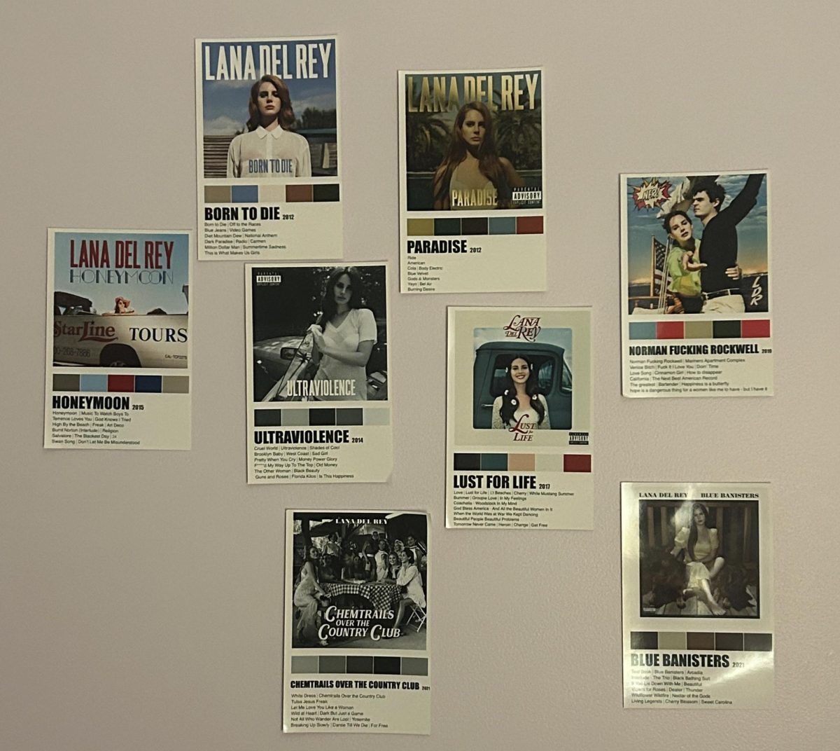 Posters of different Lana Del Rey Albums