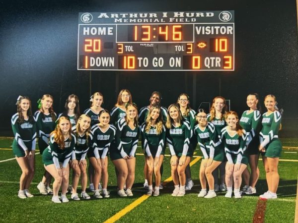 Oakmont Fall cheer members pose for a photo.