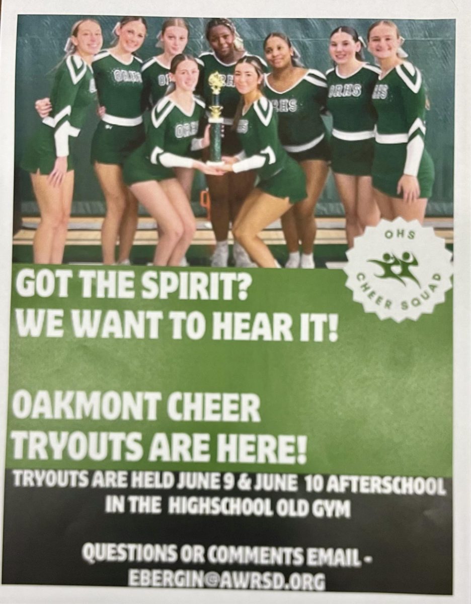 Come try out and be a part of Oakmont's cheer team this fall!!