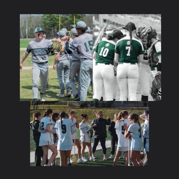 Oakmont Baseball, Softball, and Girls Lacrosse teams get ready for game time. Picture edited in Canva