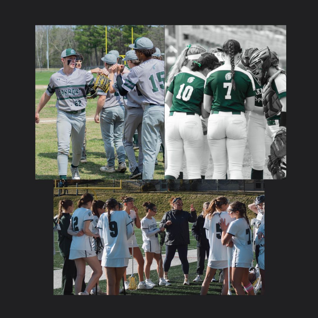 Oakmont Baseball, Softball, and Girls Lacrosse teams get ready for game time. Picture edited in Canva
