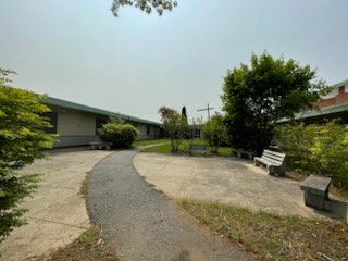 View of the Courtyard by the Lecture Hall Entrance.
