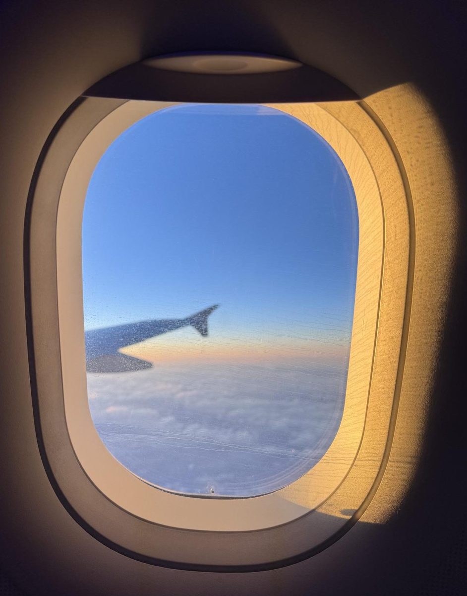 Looking out the window in the sky