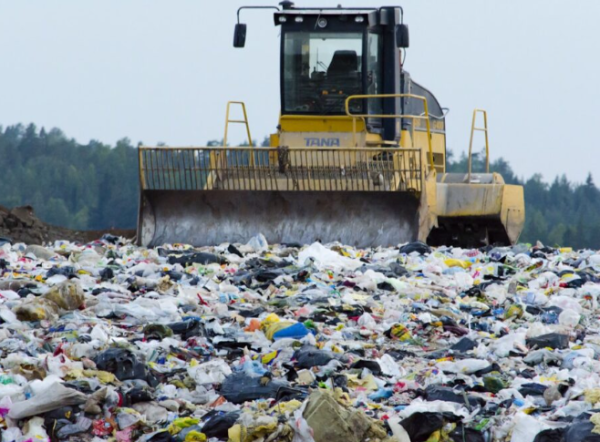Landfill of discarded clothing

