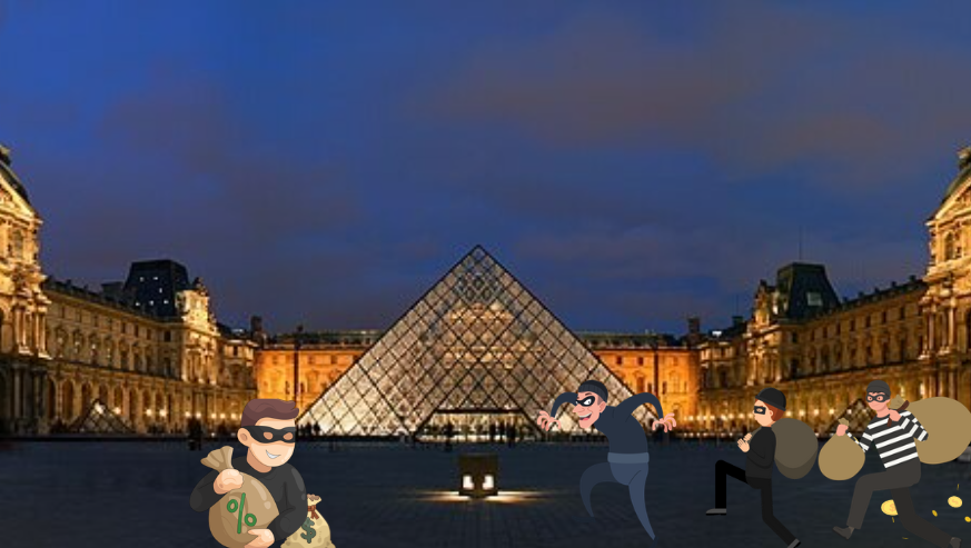 (Made in Canva) Robbers leaving with the jewels