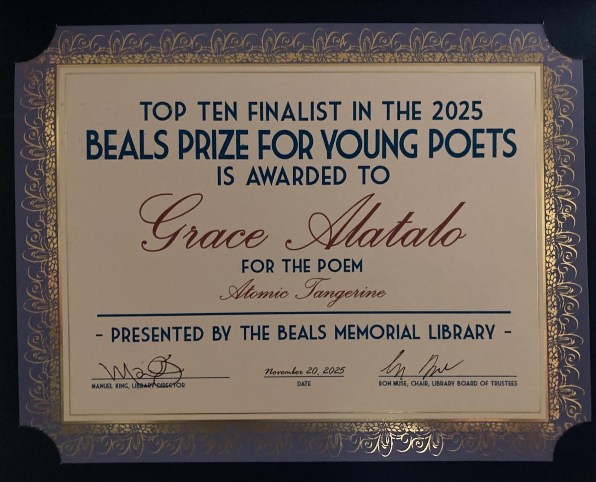 Grace's top ten finalist award