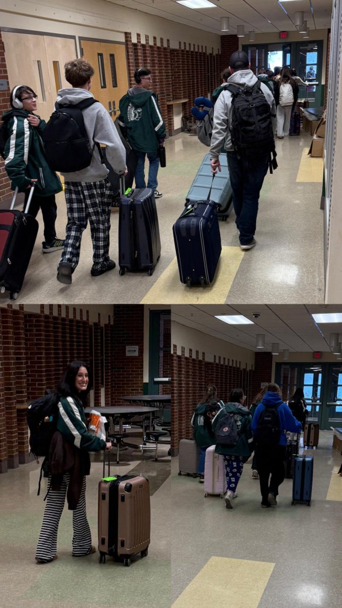 Oakmont students leaving school early on their way to march for Disney. 