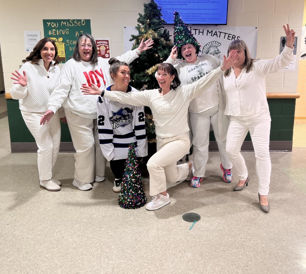 Oakmont Staff Participating in White Out Day for Holiday Spirit Week