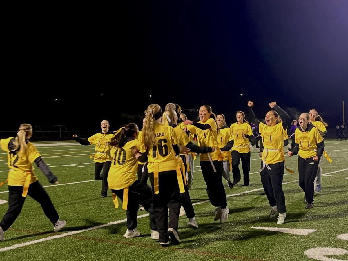 Junior girls celebrate touchdown 