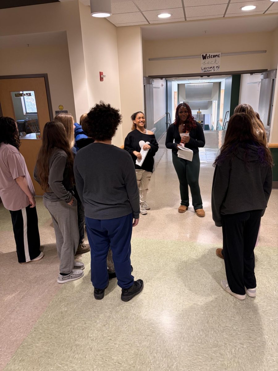 Nadalee Madhere and Sam Kender giving a tour to 8th graders!