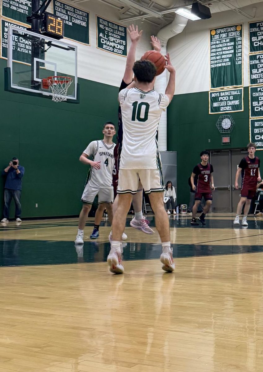 Shot over the defender.