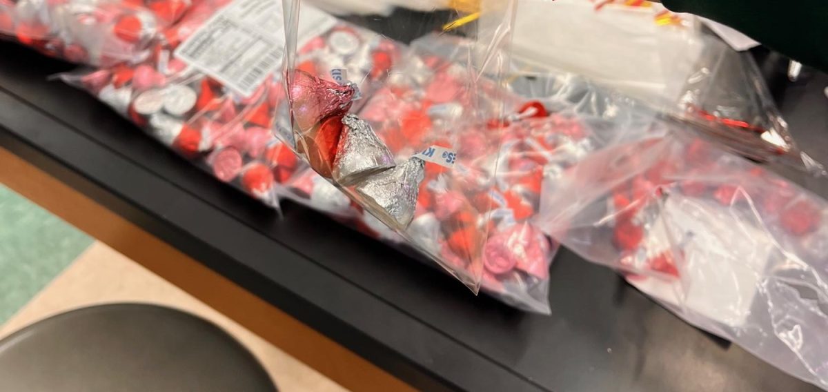 A bag of candies is then made with the amount of Hershey Kisses needed. 