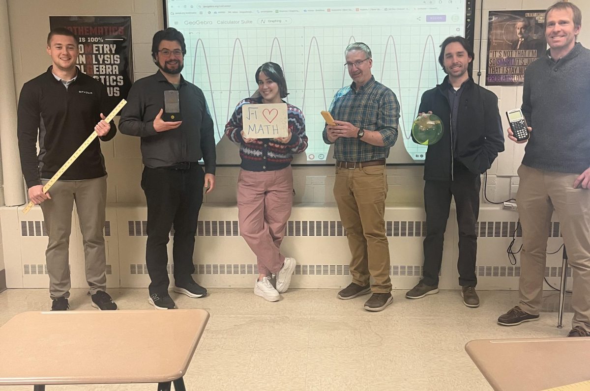Math team poses for picture in Mr L's Room.
Teachers:  Mr Logiudice, Mr Billings, Mr Bosselait, Mr Brunelle, Mr Papas, Mrs, Salovardos.(Ms. Sinclair not in photo)