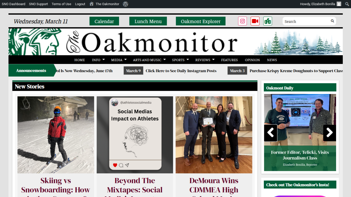 What the website looks like now using SNO sites. Layout manger Weston Cinclair.