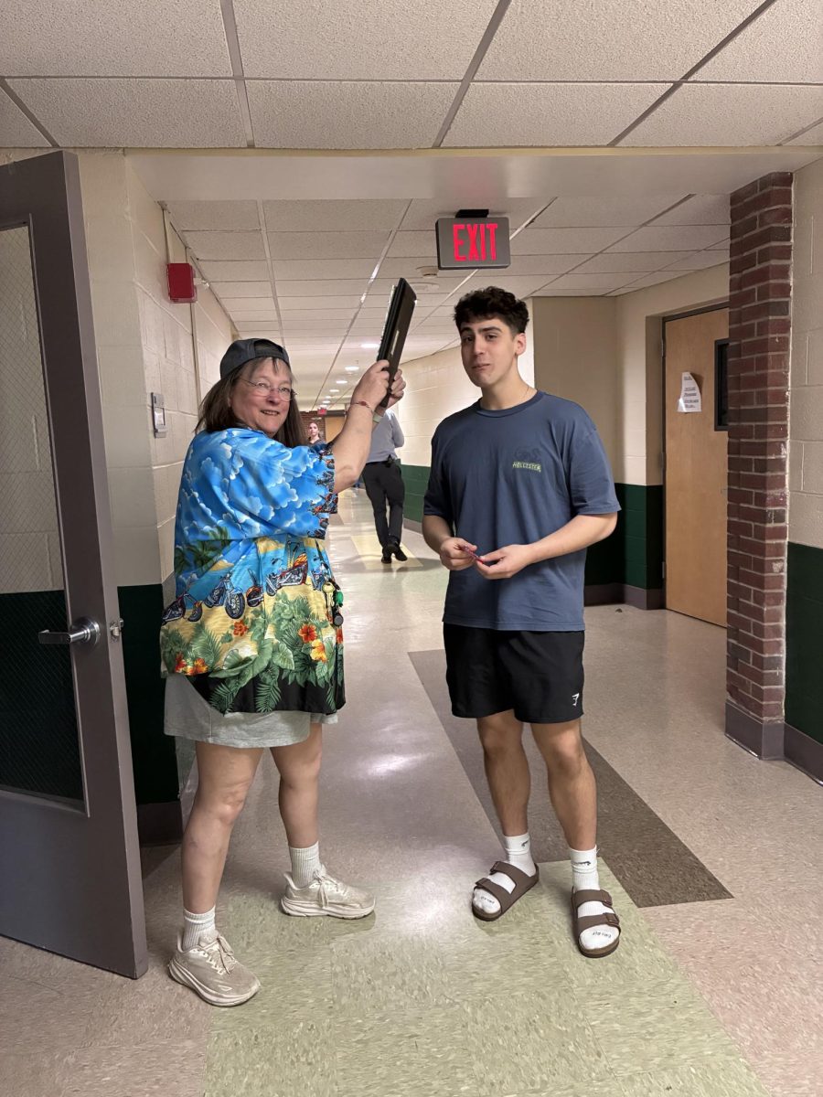 Mrs. Wojnas hits Gavin recreating Adam Sandler movie.