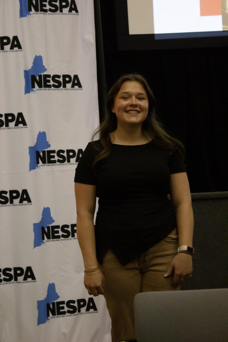 Reagan Bouchard, all smile after receiving her award at the NESPA conference. 