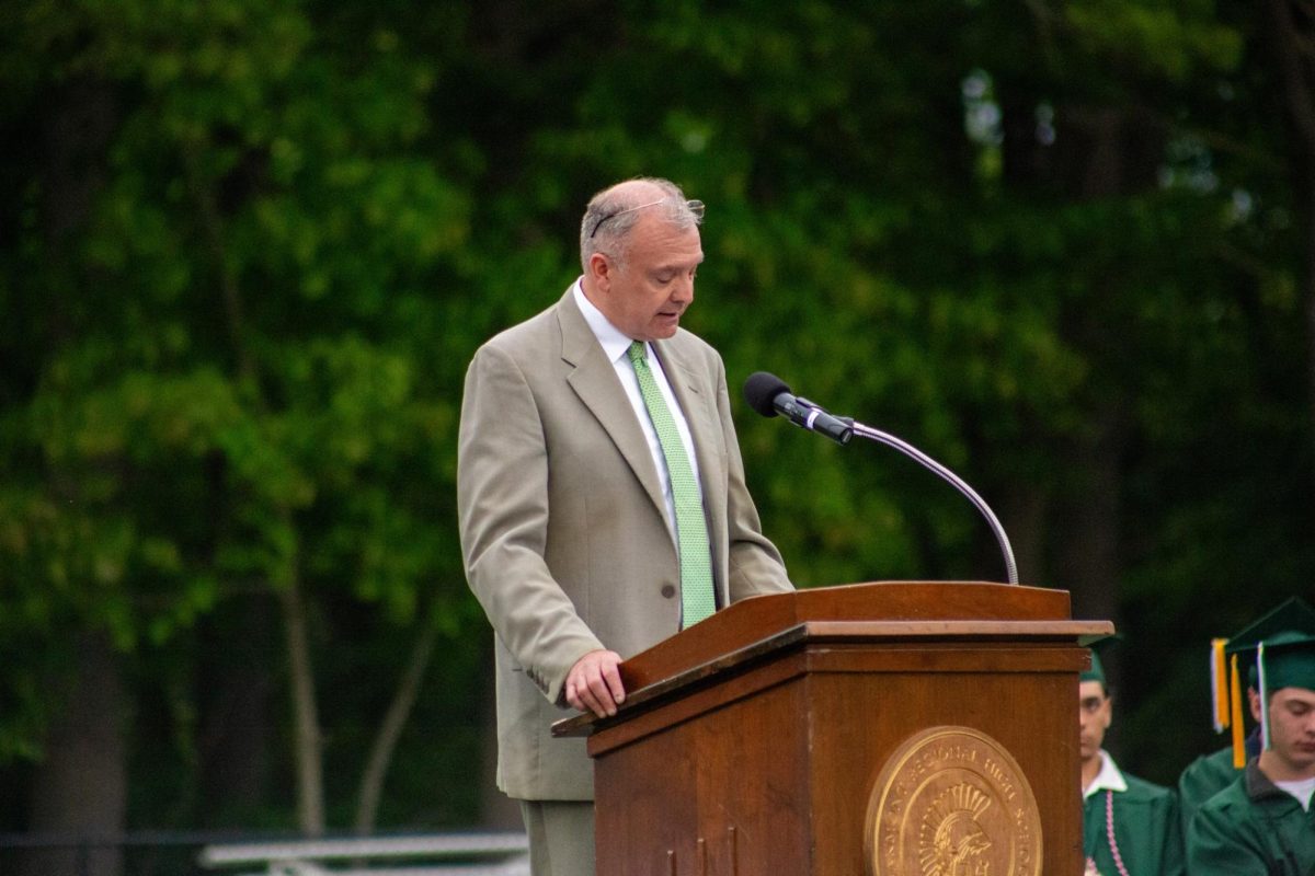 Oakmont Principle Jeffrey Lizotte gives his opening speech. 